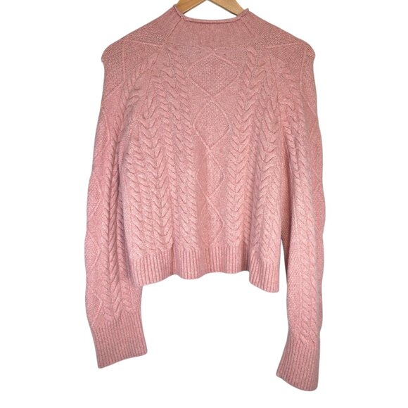 J Crew Cable-knit Rollneck Sweater in Supersoft Yarn Heather Dusty Rose - Picture 5 of 11